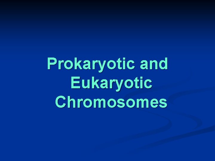 Prokaryotic and Eukaryotic Chromosomes 