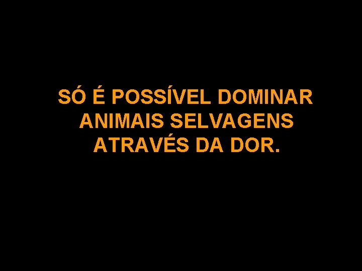 SÓ É POSSÍVEL DOMINAR ANIMAIS SELVAGENS ATRAVÉS DA DOR. 