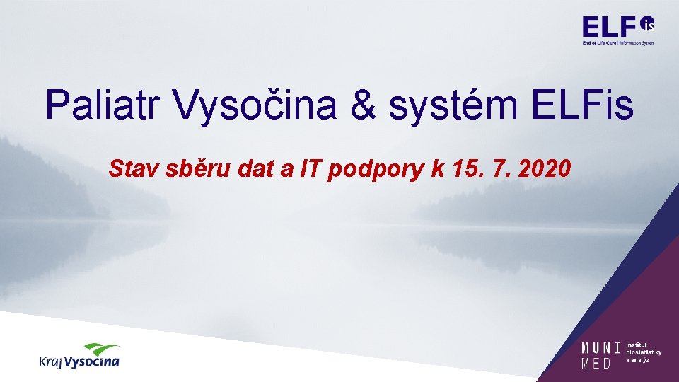 Paliatr Vysočina & systém ELFis Stav sběru dat a IT podpory k 15. 7.