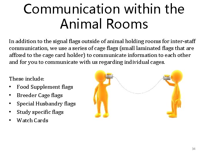 Communication within the Animal Rooms In addition to the signal flags outside of animal