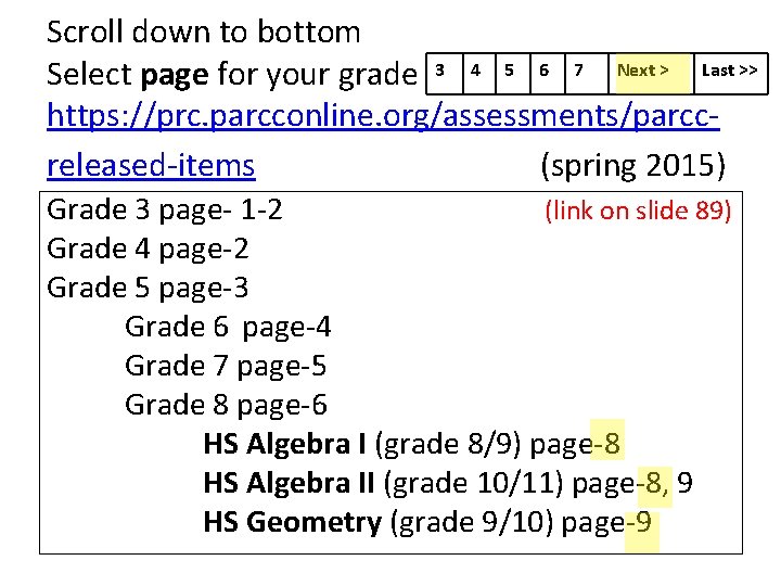 Scroll down to bottom Select page for your grade 3 4 5 6 7