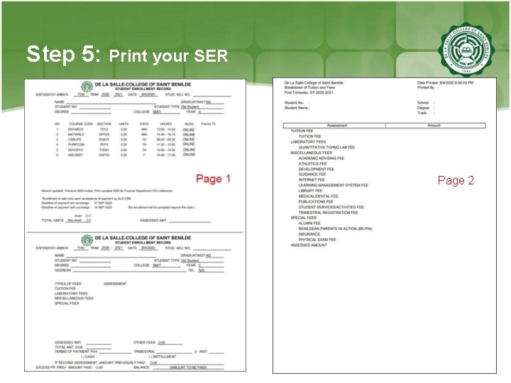 Step 5: Print your SER Page 2 