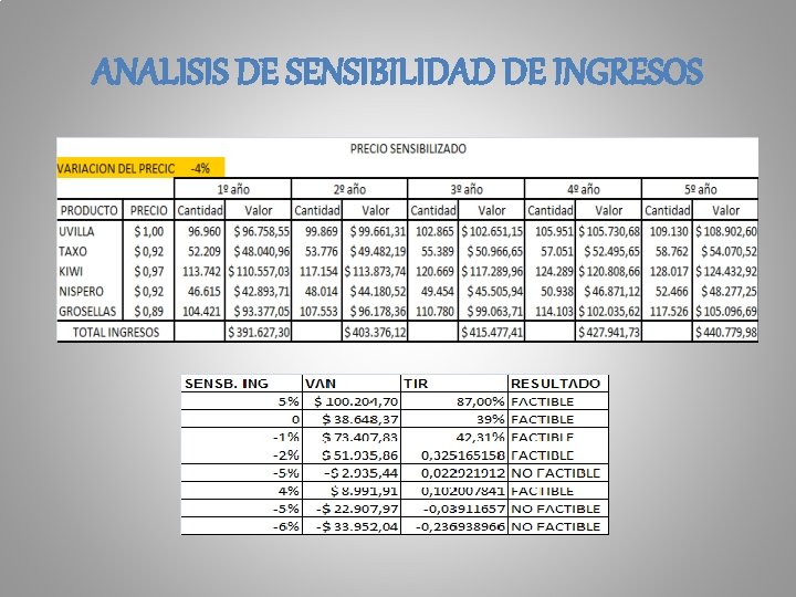 ANALISIS DE SENSIBILIDAD DE INGRESOS 