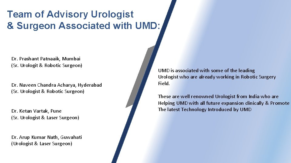 Team of Advisory Urologist & Surgeon Associated with UMD: Dr. Prashant Patnaaik, Mumbai (Sr.