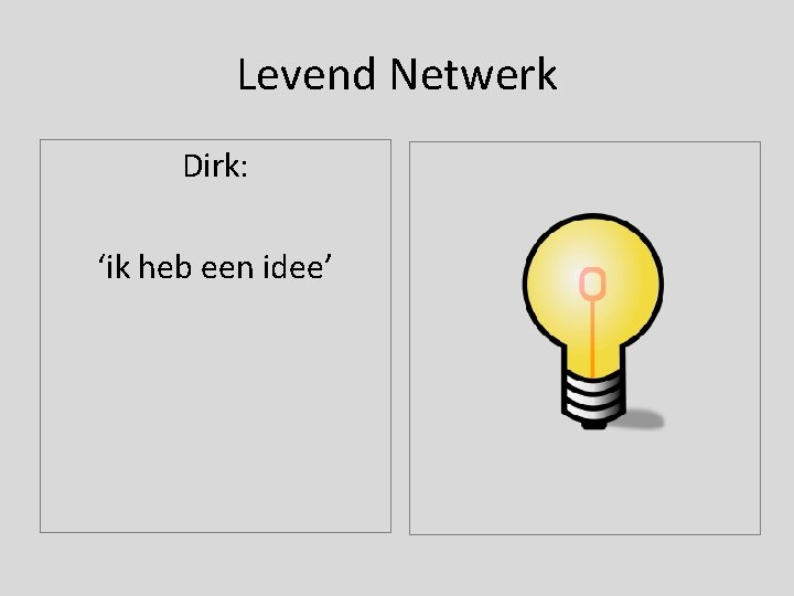 Levend Netwerk Dirk: ‘ik heb een idee’ 