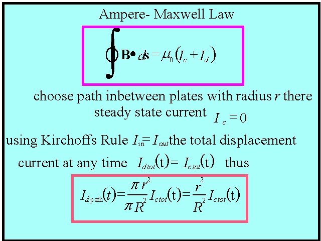 Ampere- Maxwell Law ò Ampere B- ·Maxwell Law II s =m ( + )