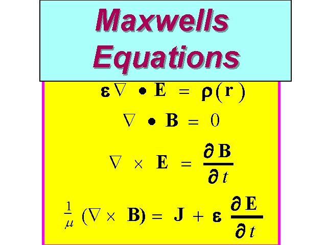 Maxwells Equations e Ñ · E = r (r ) Ñ · B =