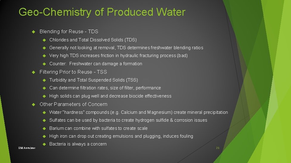Geo-Chemistry of Produced Water I 2 M Associates Blending for Reuse - TDS Chlorides