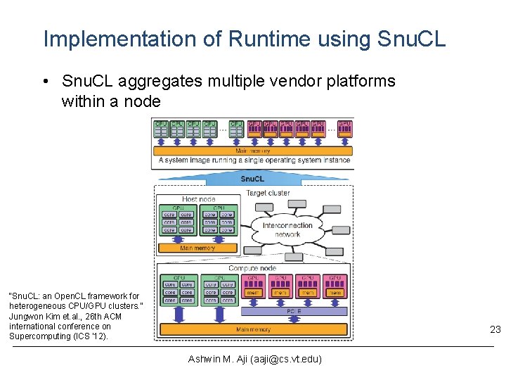 Implementation of Runtime using Snu. CL • Snu. CL aggregates multiple vendor platforms within Implementation of Runtime using Snu. CL • Snu. CL aggregates multiple vendor platforms within