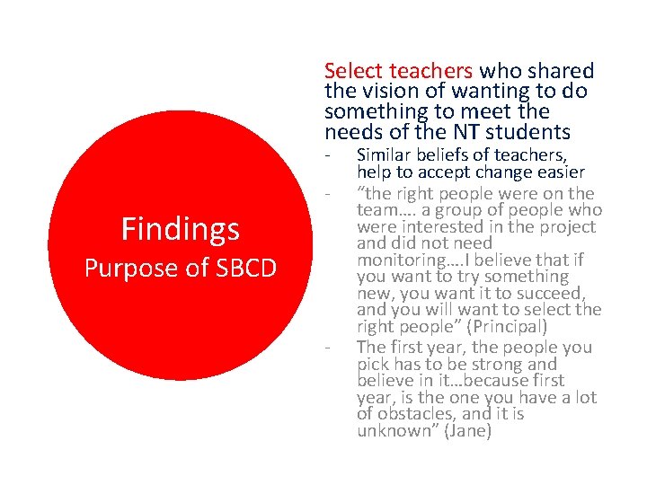 Select teachers who shared the vision of wanting to do something to meet the