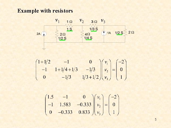 Example with resistors v 1 v 2 v 3 5 