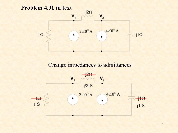 Problem 4. 31 in text Change impedances to admittances 7 Problem 4. 31 in text Change impedances to admittances 7