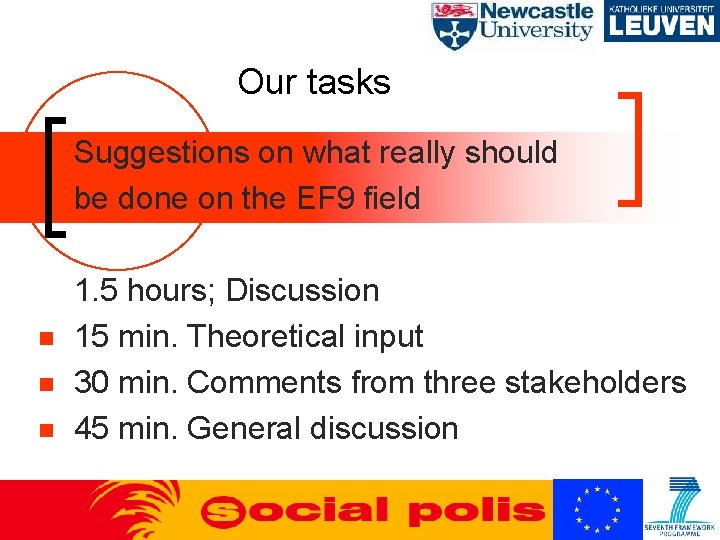 Our tasks Suggestions on what really should be done on the EF 9 field