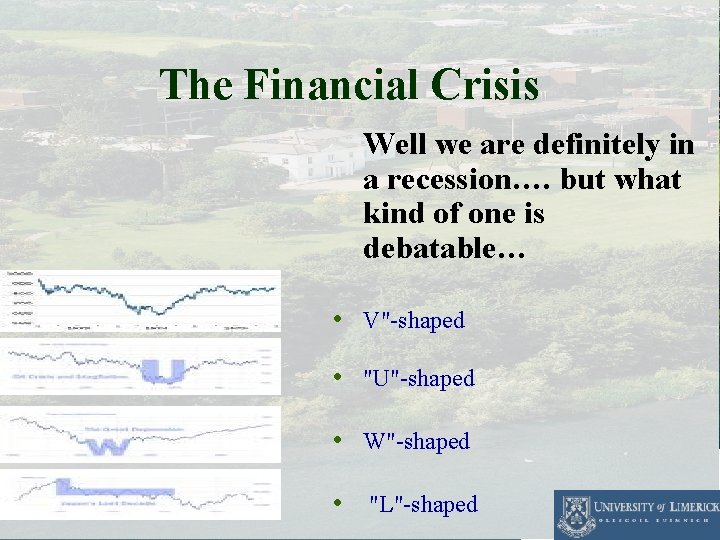 The Financial Crisis Well we are definitely in a recession…. but what kind of