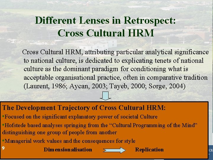 Different Lenses in Retrospect: Cross Cultural HRM, attributing particular analytical significance to national culture, Different Lenses in Retrospect: Cross Cultural HRM, attributing particular analytical significance to national culture,