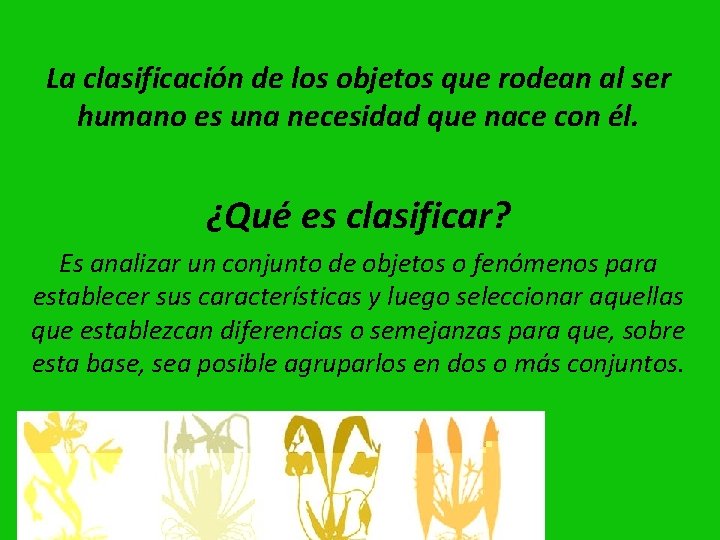 La clasificación de los objetos que rodean al ser humano es una necesidad que
