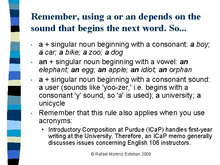 Remember, using a or an depends on the sound that begins the next word.