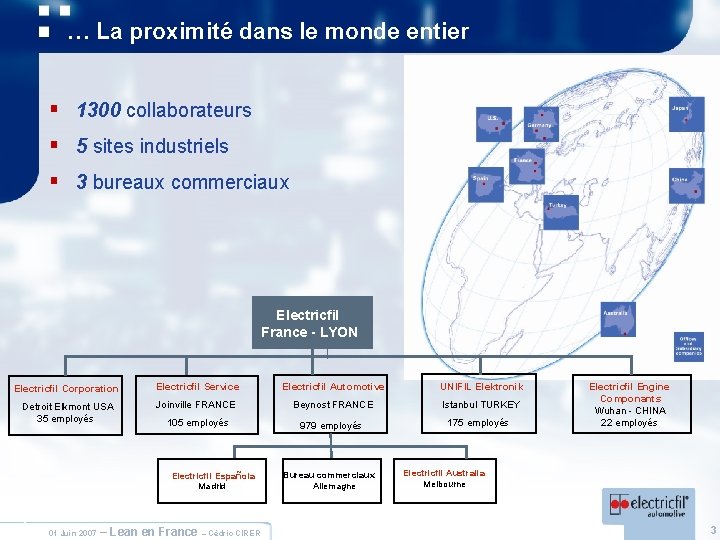 … La proximité dans le monde entier § 1300 collaborateurs § 5 sites industriels