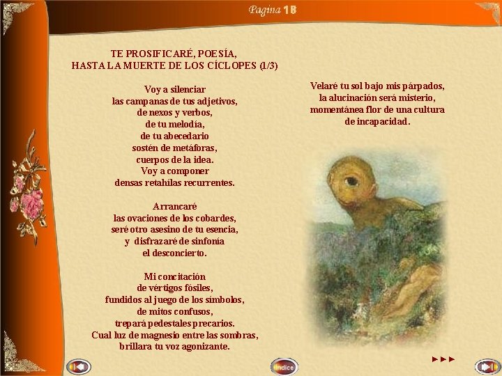 18 TE PROSIFICARÉ, POESÍA, HASTA LA MUERTE DE LOS CÍCLOPES (1/3) Voy a silenciar