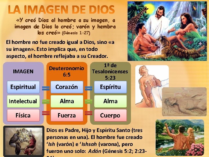 «Y creó Dios al hombre a su imagen, a imagen de Dios lo «Y creó Dios al hombre a su imagen, a imagen de Dios lo