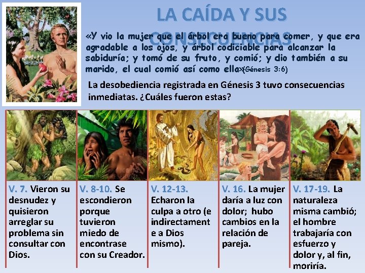 LA CAÍDA Y SUS «Y vio la mujer que el árbol era bueno para LA CAÍDA Y SUS «Y vio la mujer que el árbol era bueno para