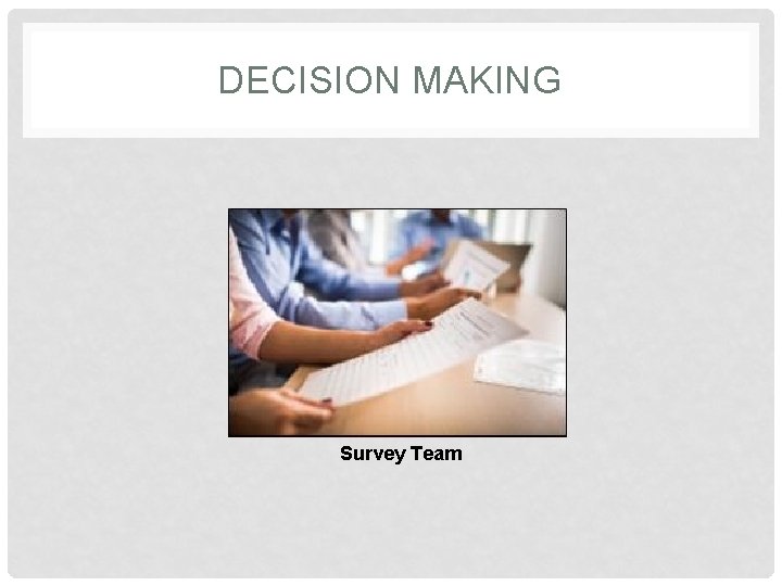 DECISION MAKING Survey Team 