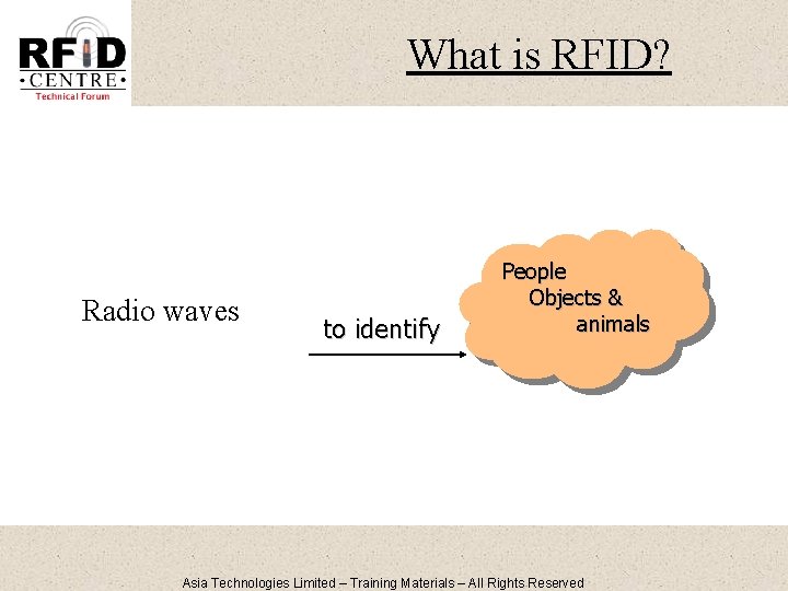 What is RFID? Radio waves to identify People Objects & animals Asia Technologies Limited