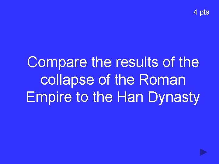 4 pts Compare the results of the collapse of the Roman Empire to the