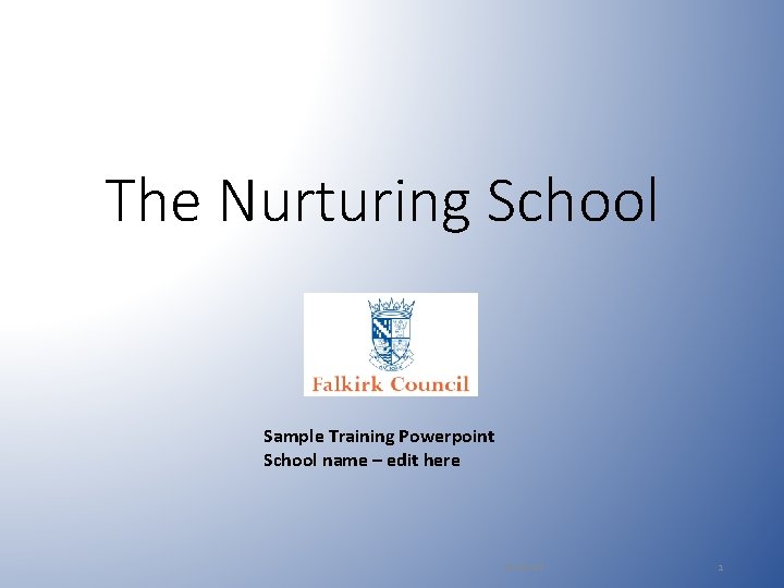 The Nurturing School Sample Training Powerpoint School name – edit here 31 -Oct-20 1 The Nurturing School Sample Training Powerpoint School name – edit here 31 -Oct-20 1