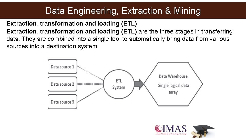 Data Engineering, Extraction & Mining Extraction, transformation and loading (ETL) are three stages in