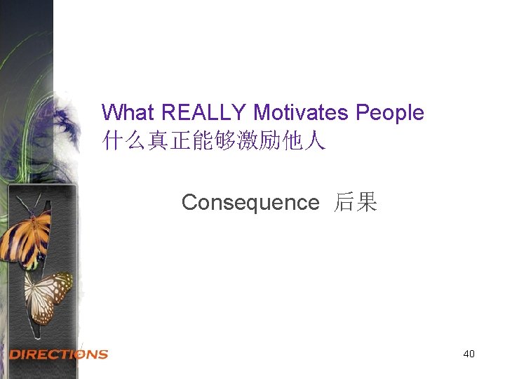 What REALLY Motivates People 什么真正能够激励他人 Consequence 后果 40 
