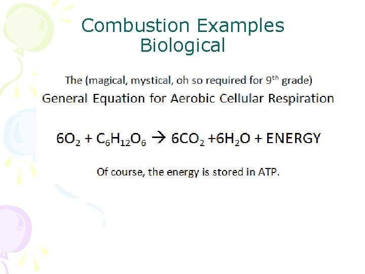 Combustion Examples Biological 