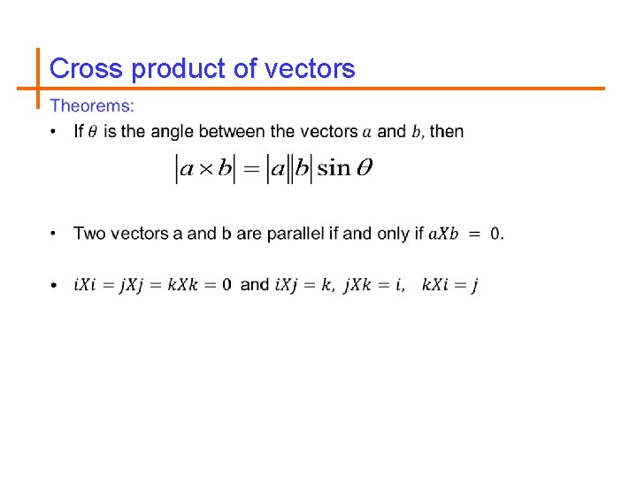 Cross product of vectors 