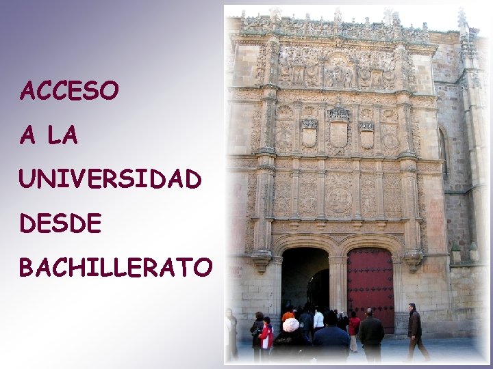 ACCESO A LA UNIVERSIDAD DESDE BACHILLERATO 1 