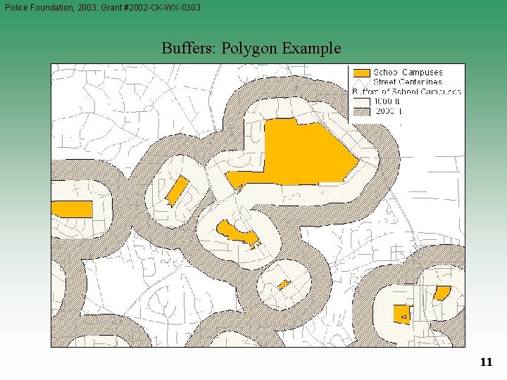 Police Foundation, 2003: Grant #2002 -CK-WX-0303 Buffers: Polygon Example 11 Police Foundation, 2003: Grant #2002 -CK-WX-0303 Buffers: Polygon Example 11