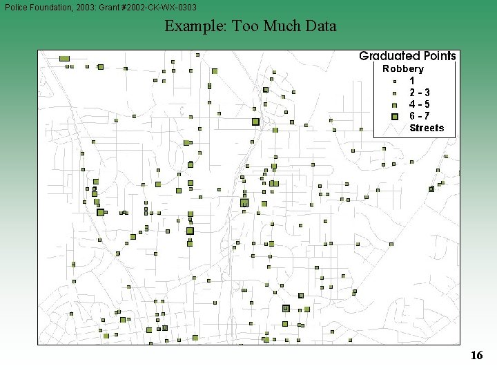 Police Foundation, 2003: Grant #2002 -CK-WX-0303 Example: Too Much Data 16 Police Foundation, 2003: Grant #2002 -CK-WX-0303 Example: Too Much Data 16