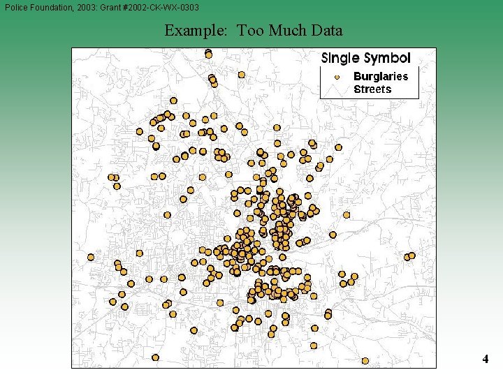 Police Foundation, 2003: Grant #2002 -CK-WX-0303 Example: Too Much Data 4 Police Foundation, 2003: Grant #2002 -CK-WX-0303 Example: Too Much Data 4