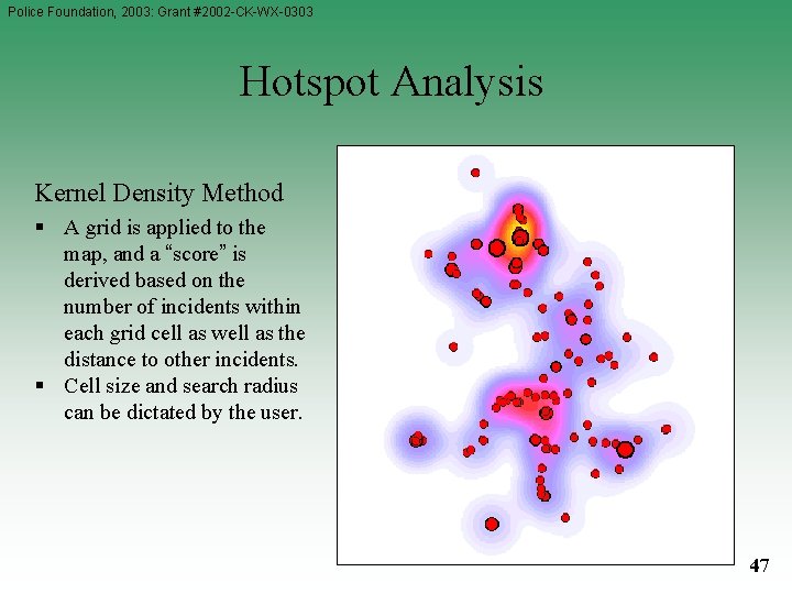 Police Foundation, 2003: Grant #2002 -CK-WX-0303 Hotspot Analysis Kernel Density Method § A grid Police Foundation, 2003: Grant #2002 -CK-WX-0303 Hotspot Analysis Kernel Density Method § A grid