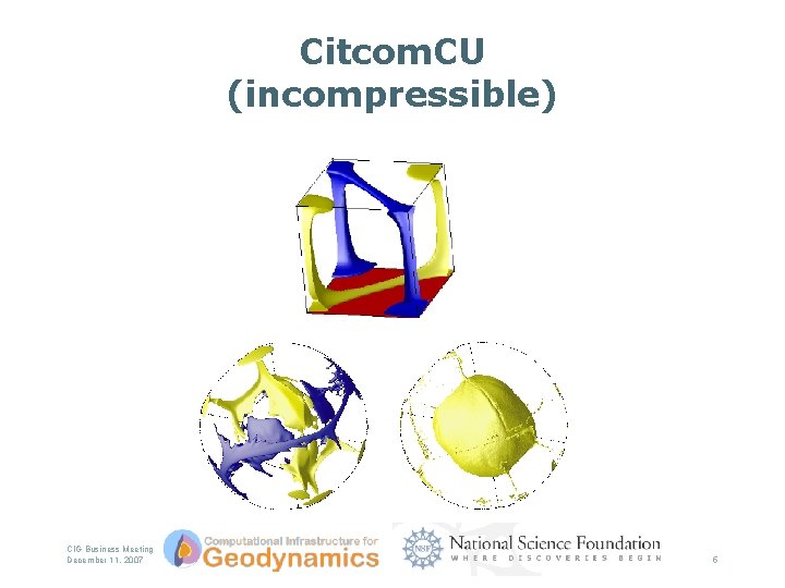 Citcom. CU (incompressible) CIG Business Meeting December 11, 2007 5 