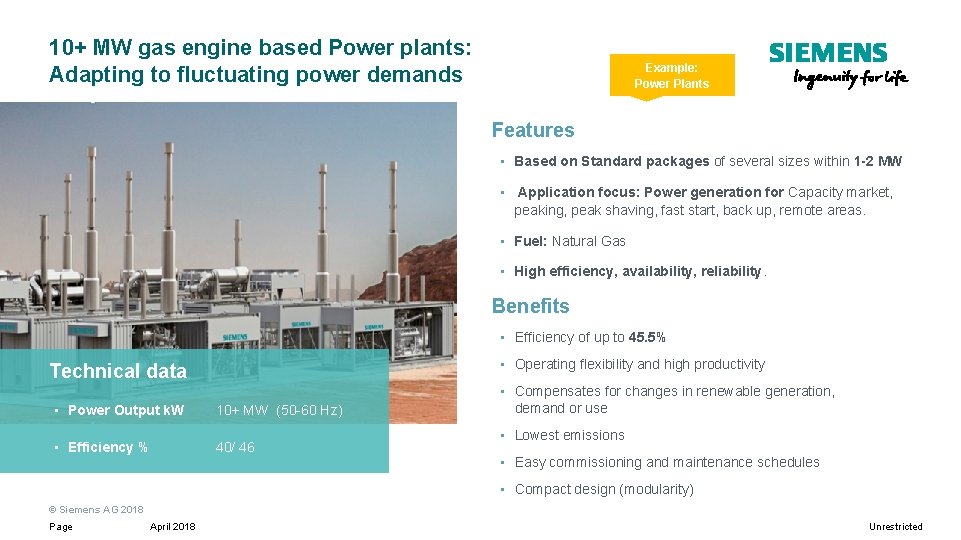 10+ MW gas engine based Power plants: Adapting to fluctuating power demands Example: Power 10+ MW gas engine based Power plants: Adapting to fluctuating power demands Example: Power