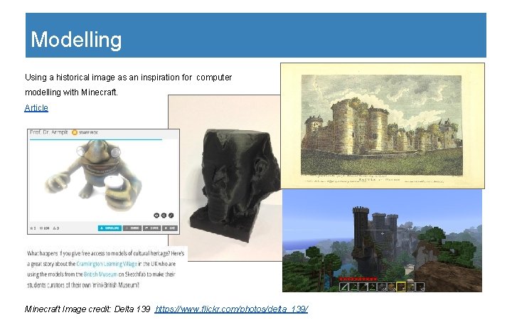 Modelling Using a historical image as an inspiration for computer modelling with Minecraft. Article