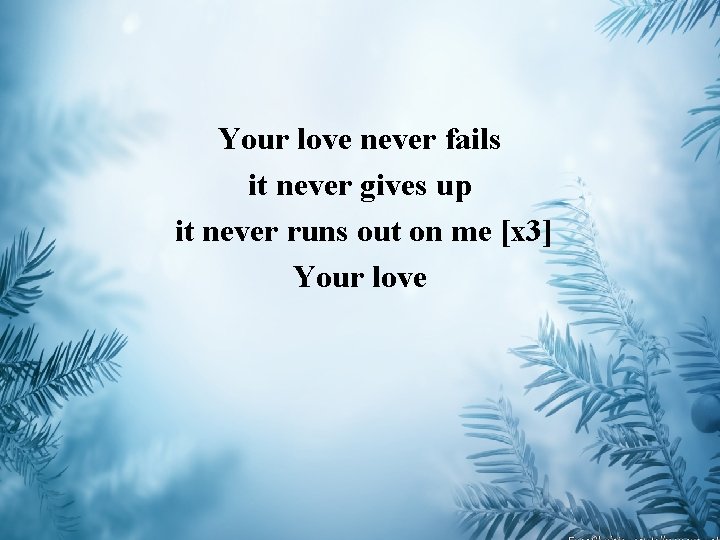 Your love never fails it never gives up it never runs out on me