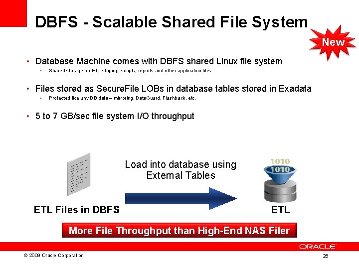 DBFS - Scalable Shared File System New • Database Machine comes with DBFS shared