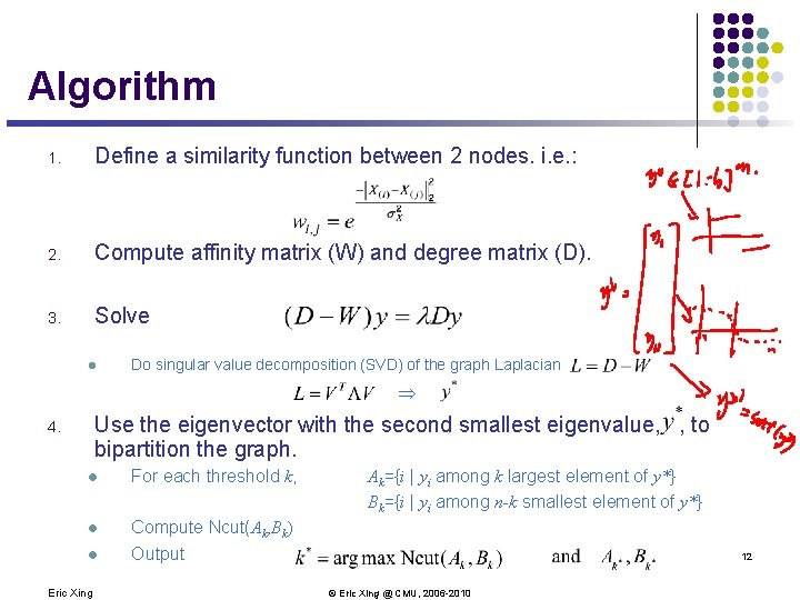 Algorithm 1. Define a similarity function between 2 nodes. i. e. : 2. Compute Algorithm 1. Define a similarity function between 2 nodes. i. e. : 2. Compute