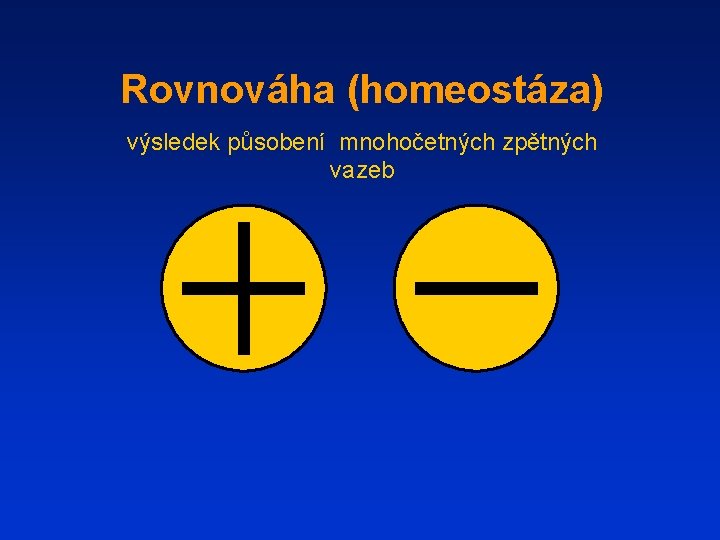 Rovnováha (homeostáza) výsledek působení mnohočetných zpětných vazeb 