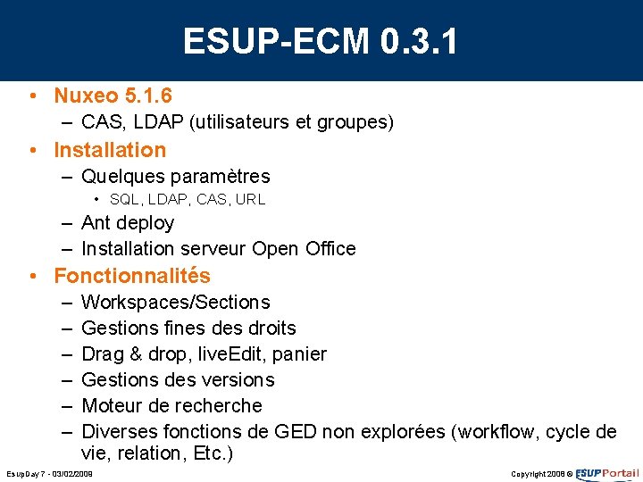 ESUP-ECM 0. 3. 1 • Nuxeo 5. 1. 6 – CAS, LDAP (utilisateurs et ESUP-ECM 0. 3. 1 • Nuxeo 5. 1. 6 – CAS, LDAP (utilisateurs et