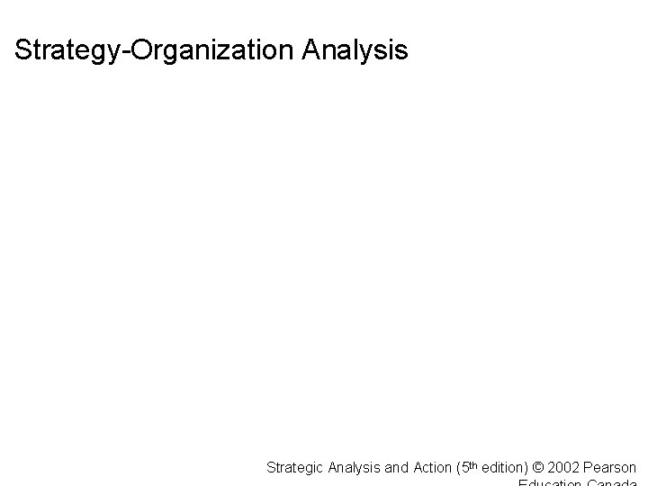 Strategy-Organization Analysis Strategic Analysis and Action (5 th edition) © 2002 Pearson 