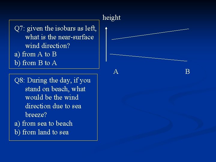 height Q 7: given the isobars as left, what is the near-surface wind direction?