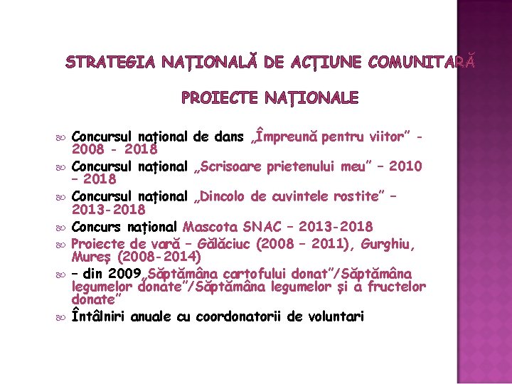 STRATEGIA NAȚIONALĂ DE ACȚIUNE COMUNITARĂ PROIECTE NAȚIONALE Concursul național de dans „Împreună pentru viitor” STRATEGIA NAȚIONALĂ DE ACȚIUNE COMUNITARĂ PROIECTE NAȚIONALE Concursul național de dans „Împreună pentru viitor”
