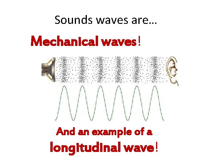 Sounds waves are… Mechanical waves! And an example of a longitudinal wave! 
